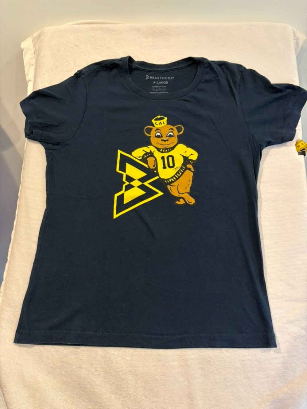 BEAST MODE Marshawn Lynch Cal Bears Oski Mascot T-Shirt Navy Blue Womens XL Rare